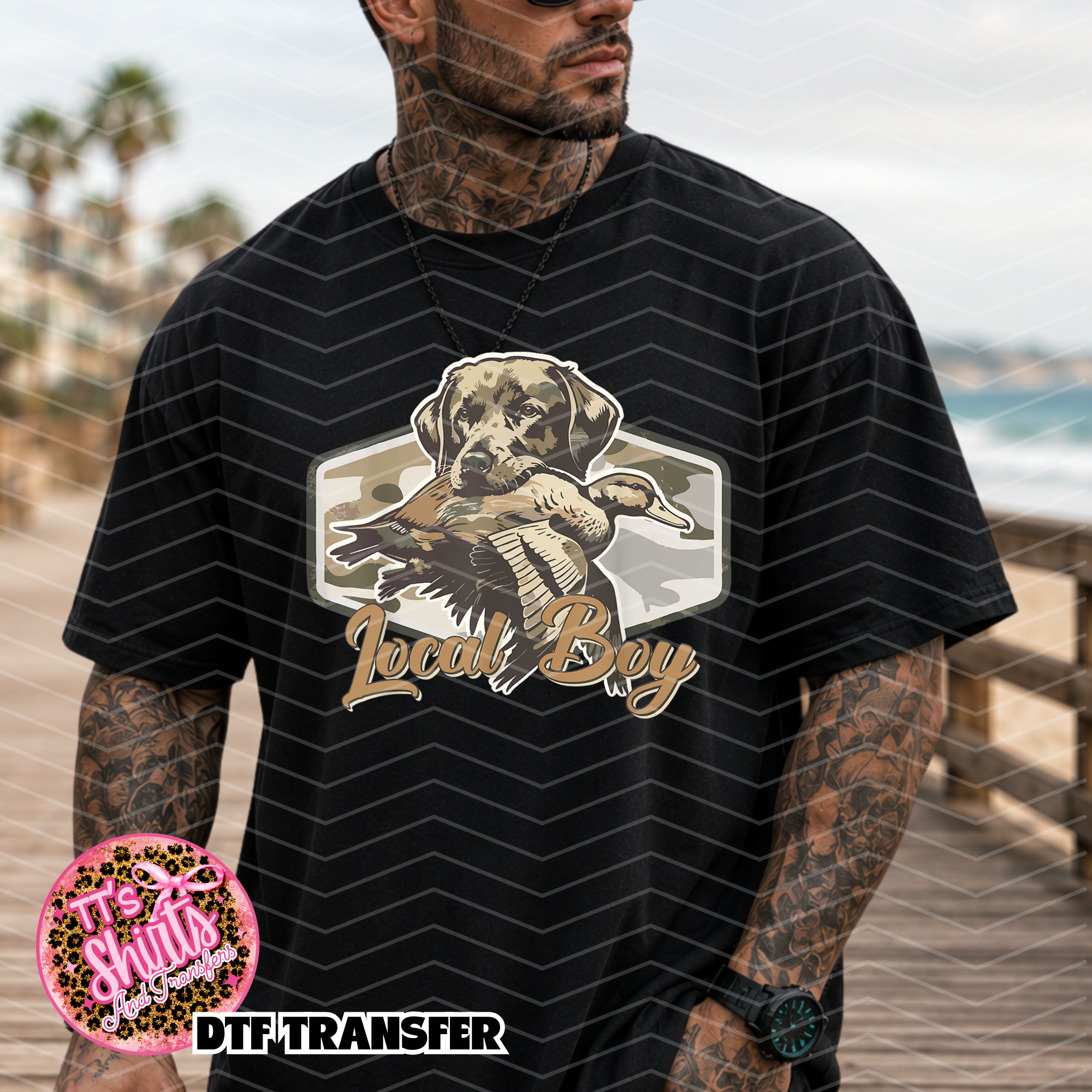 Local boy, dog camo with duck MM062926