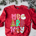 Merry with Santa, tree, bow, and penguin MM070626