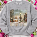 Christmas scenery with white picket fence striped MM070626