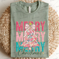 Merry Merry Merry Christmas with floral Christmas tree MM070626