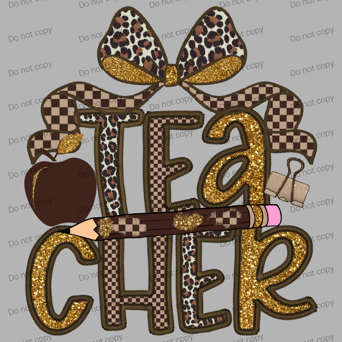 Teacher cheetah checkered, gold glitter, MM072026