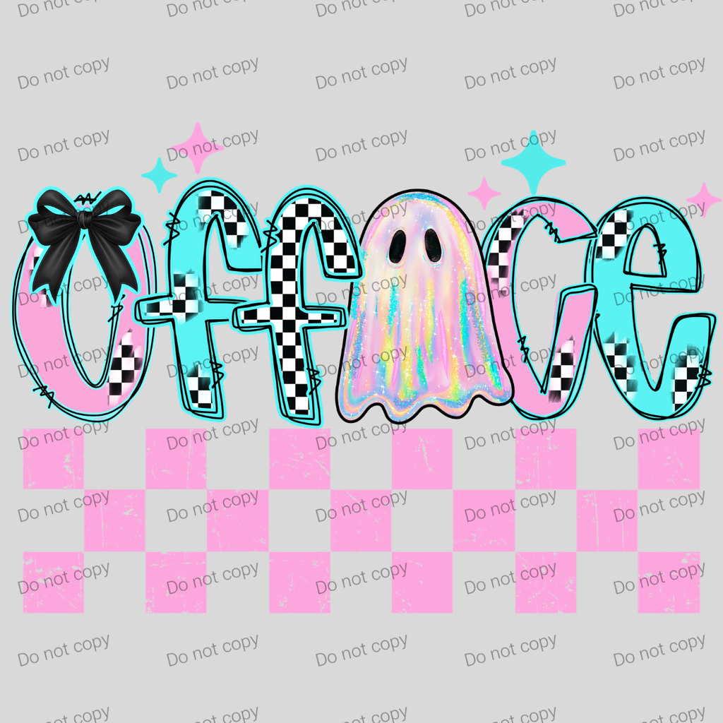 Checkered pink and teal ghost school grade design MM072026