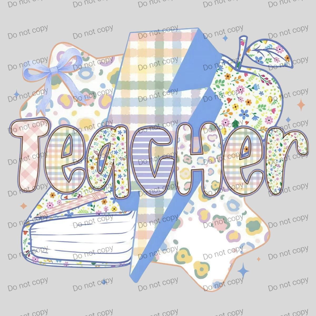Pastel teacher checkered lightning bolt MM072026
