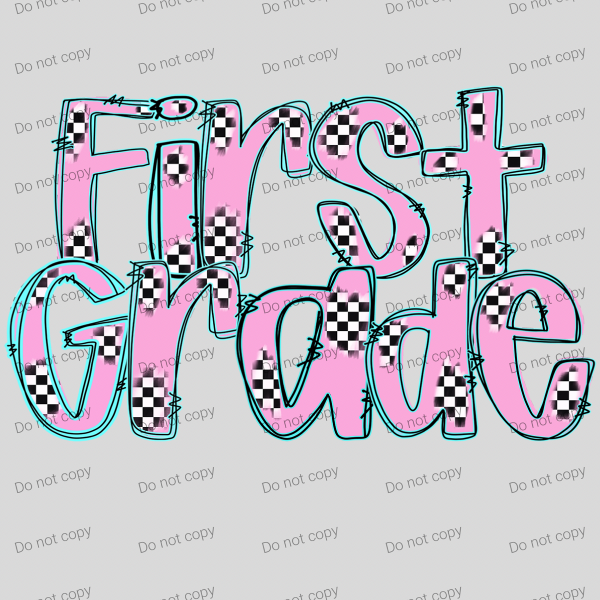 Checkered pink pastel grades and teacher MM072026