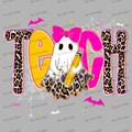 Teach cheetah print with cute ghost and pink bow MM072026