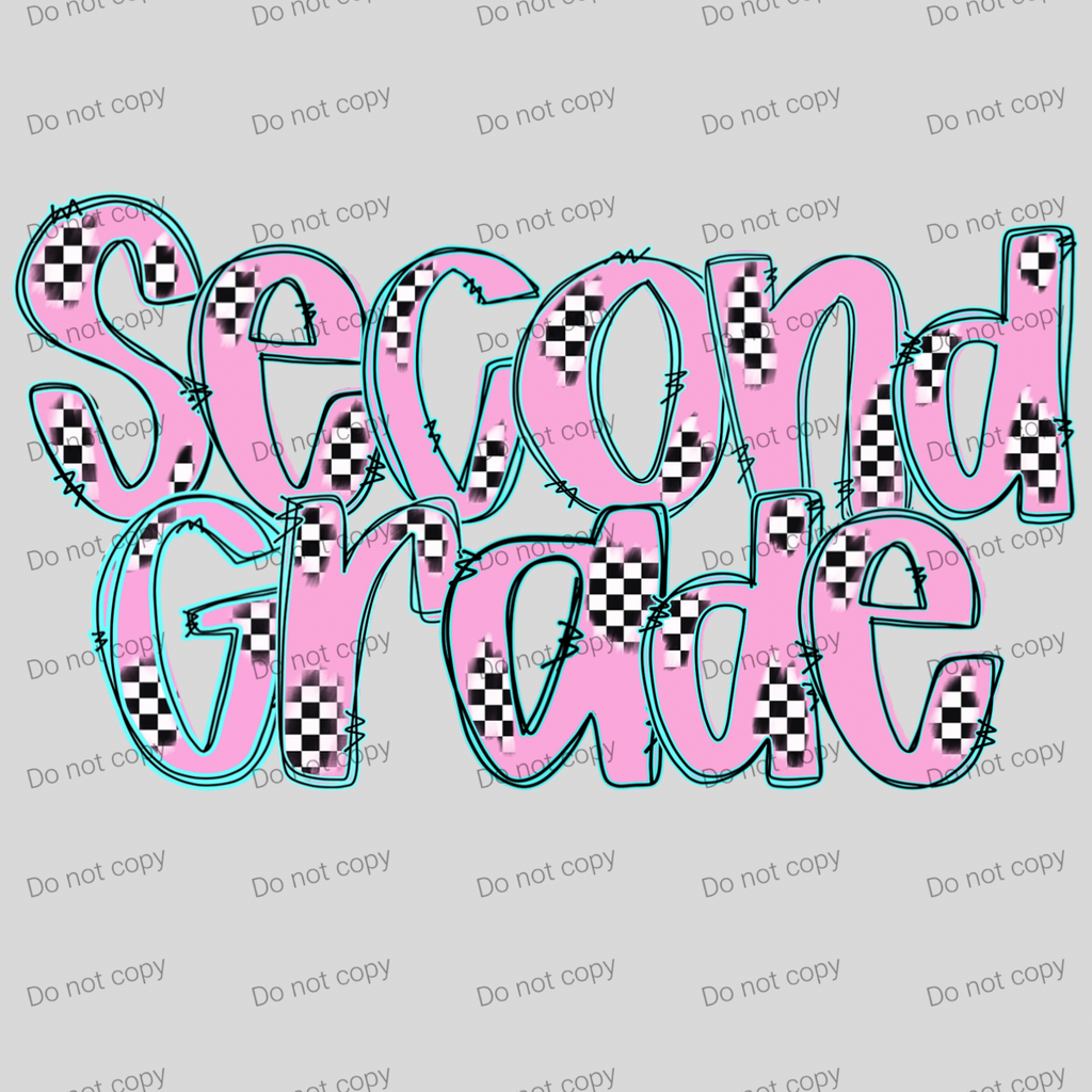 Checkered pink pastel grades and teacher MM072026