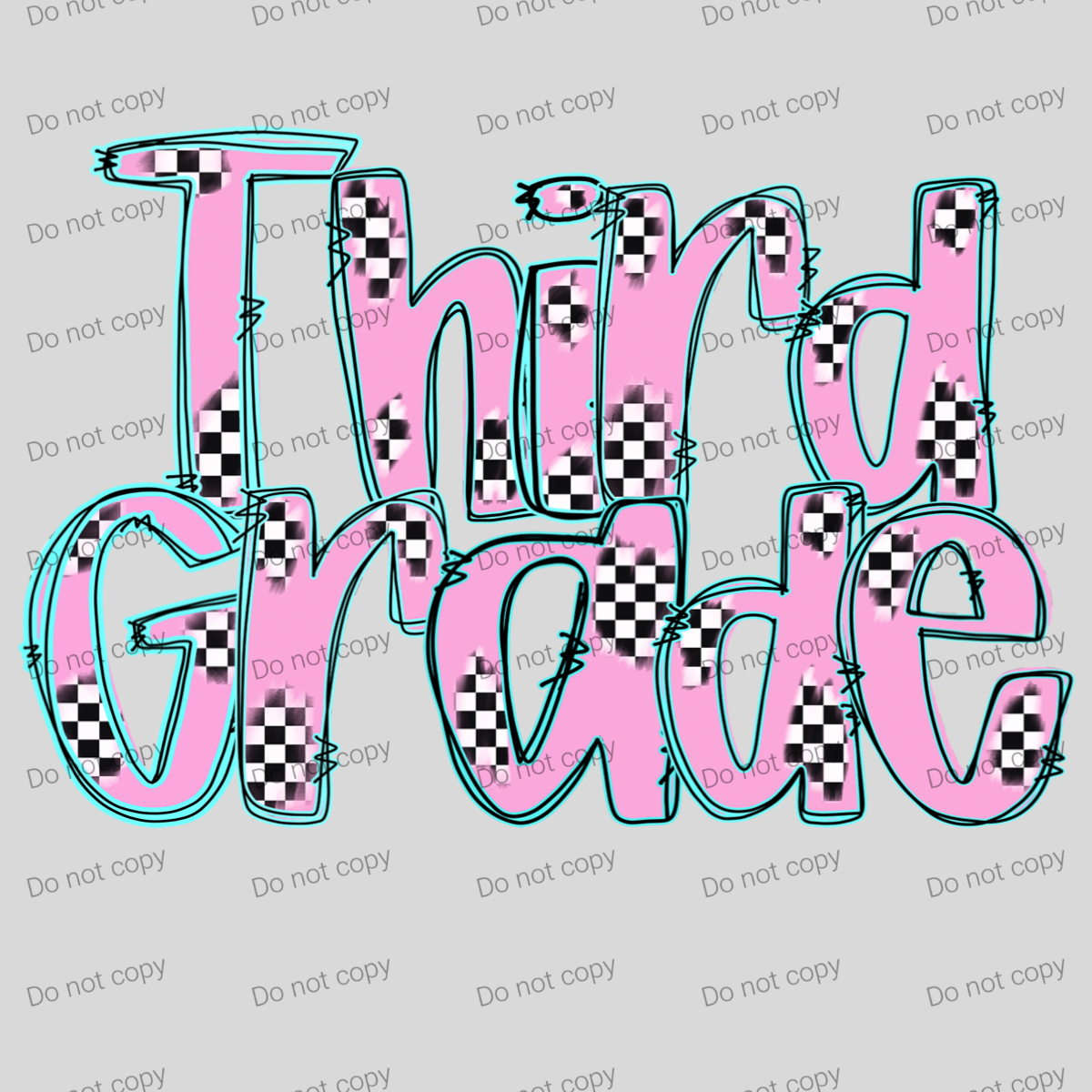 Checkered pink pastel grades and teacher MM072026