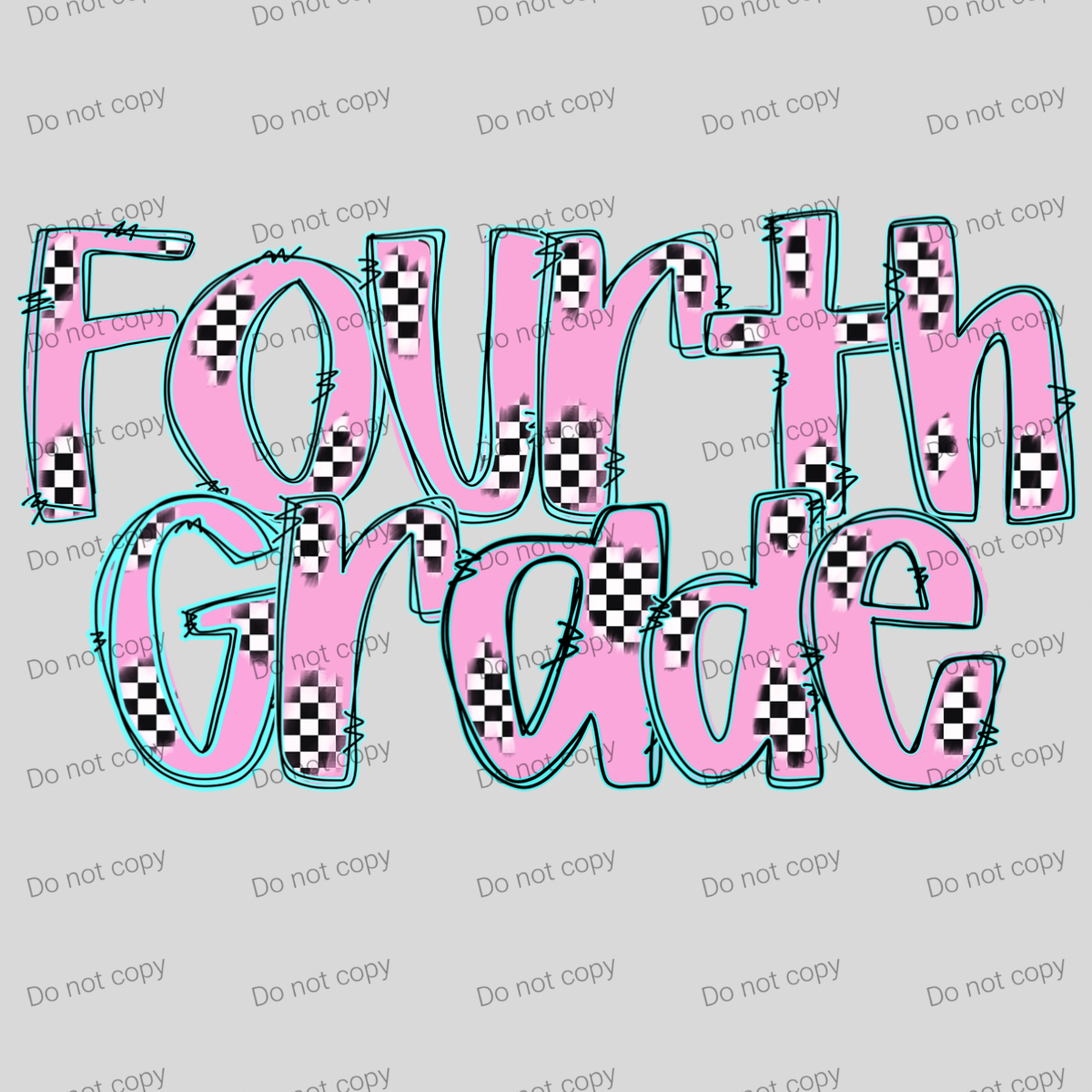 Checkered pink pastel grades and teacher MM072026