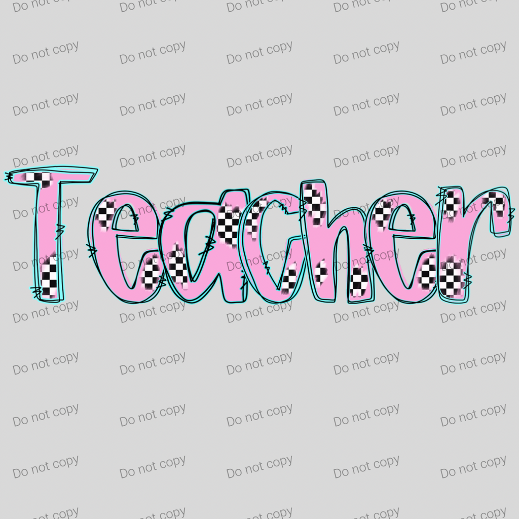 Checkered pink pastel grades and teacher MM072026
