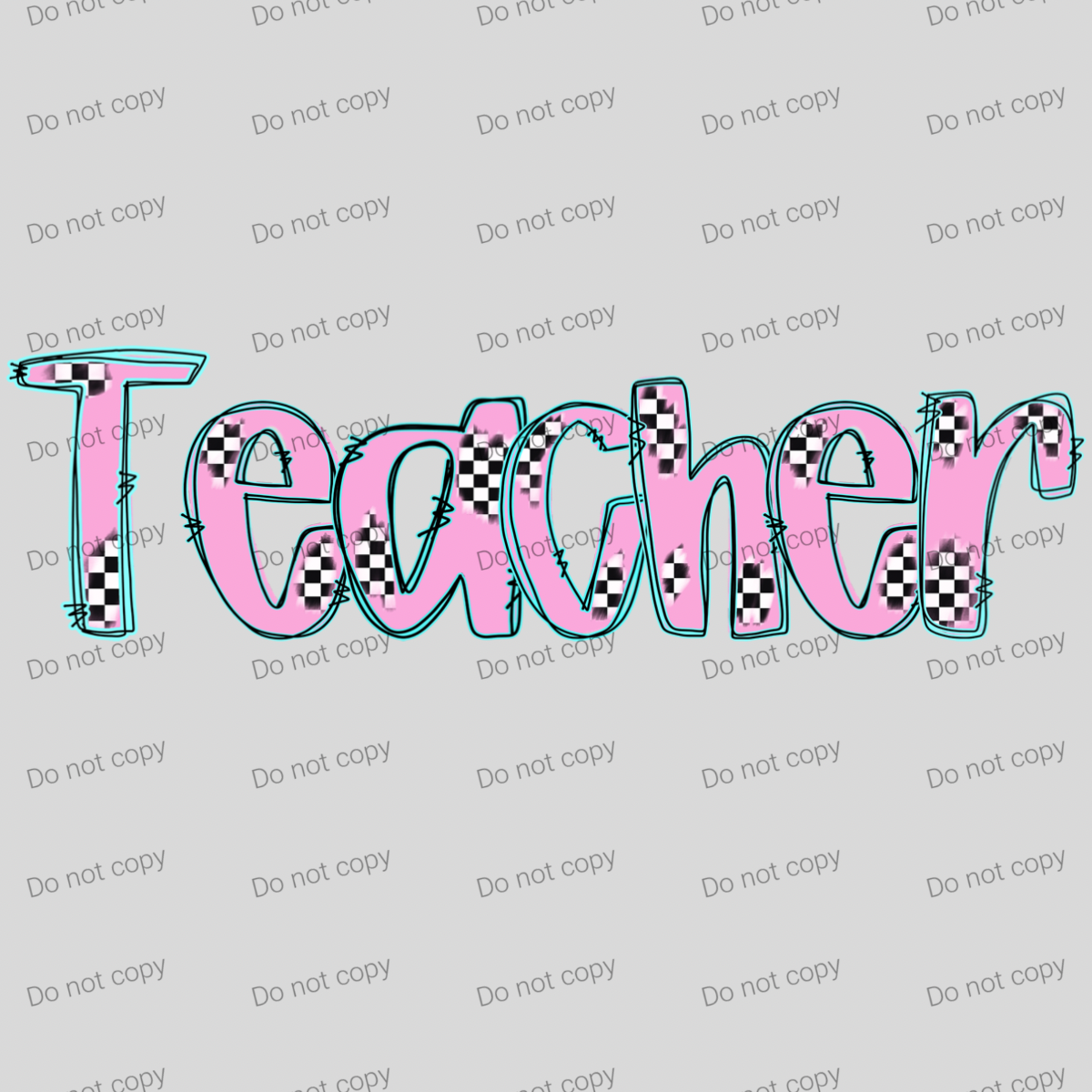 Checkered pink pastel grades and teacher MM072026