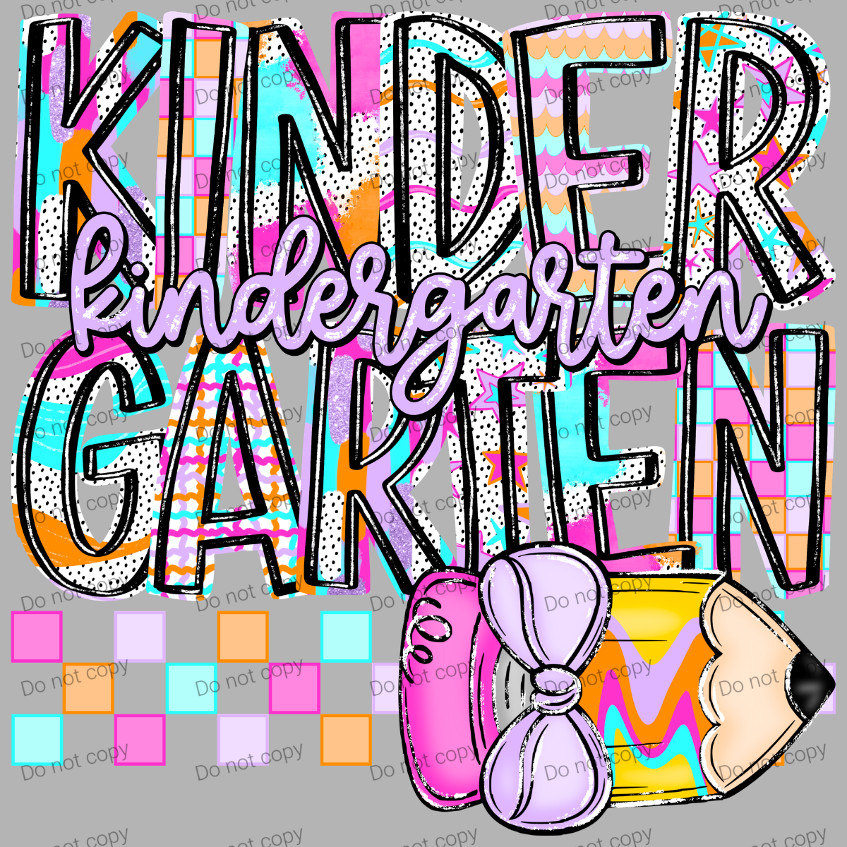 Kindergarten checkered with pencil bow, MM072026
