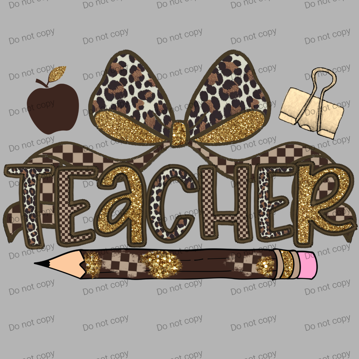 Teacher with cheetah print and gold glitter MM072026