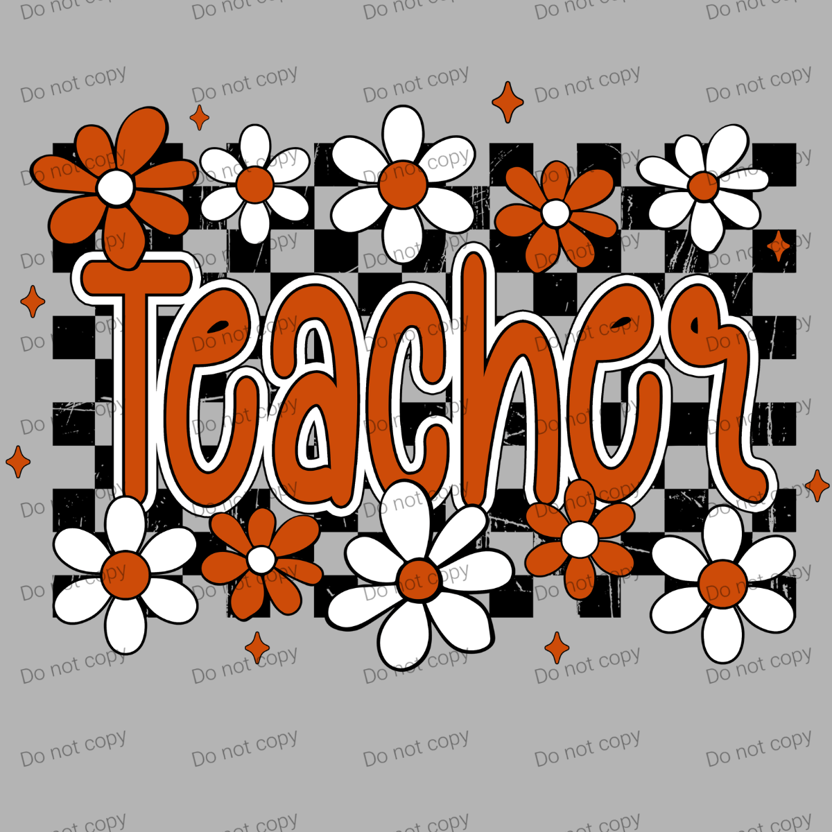 Teacher checkered daisies MM072026