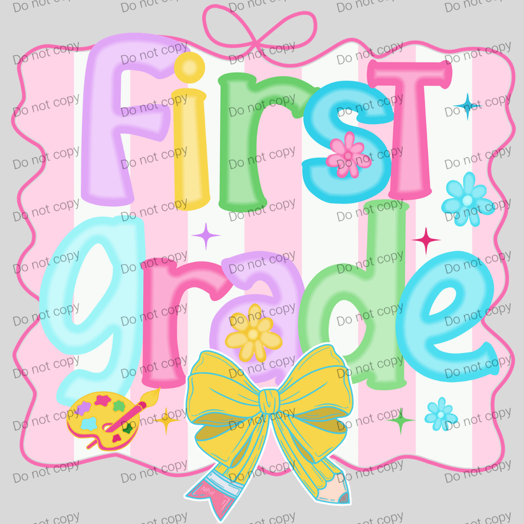 Pink and white preppy striped grades MM072026