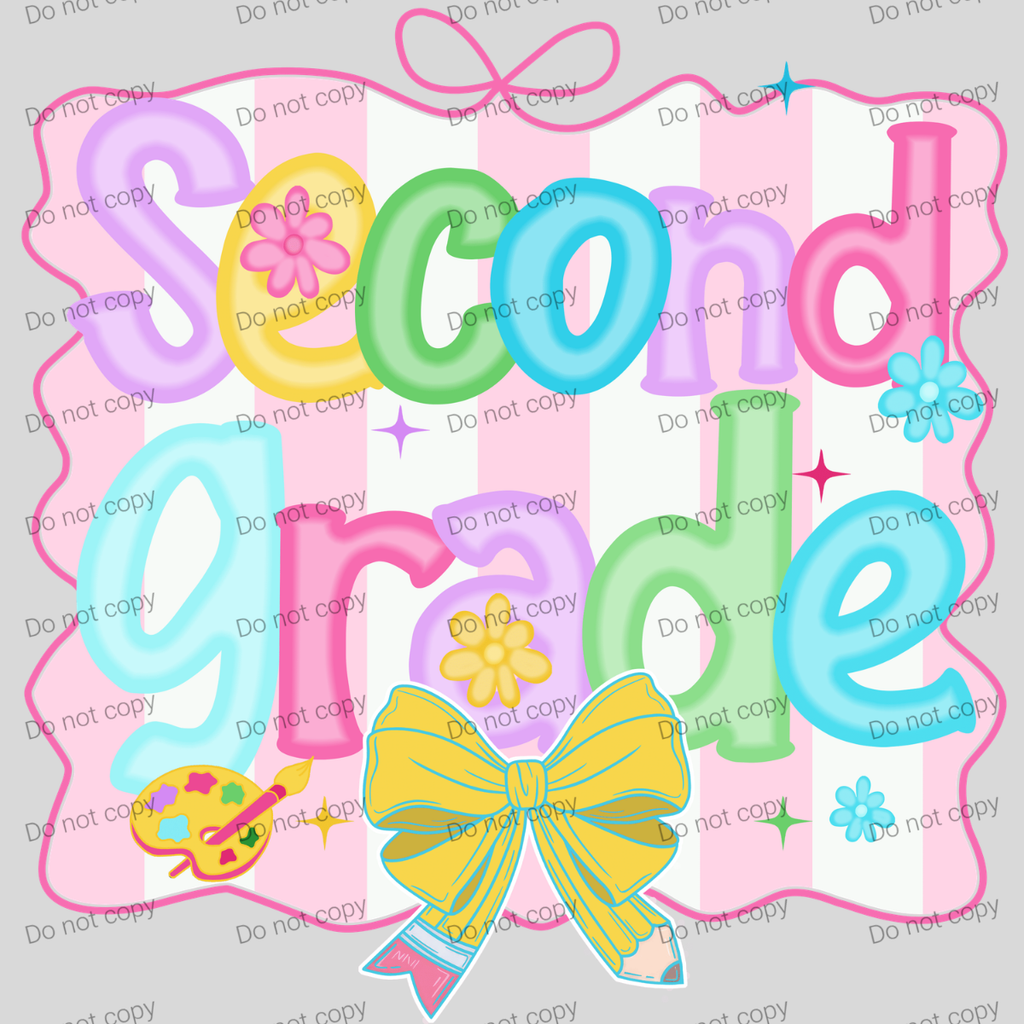 Pink and white preppy striped grades MM072026