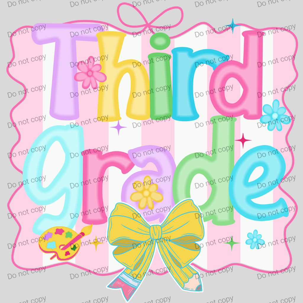 Pink and white preppy striped grades MM072026