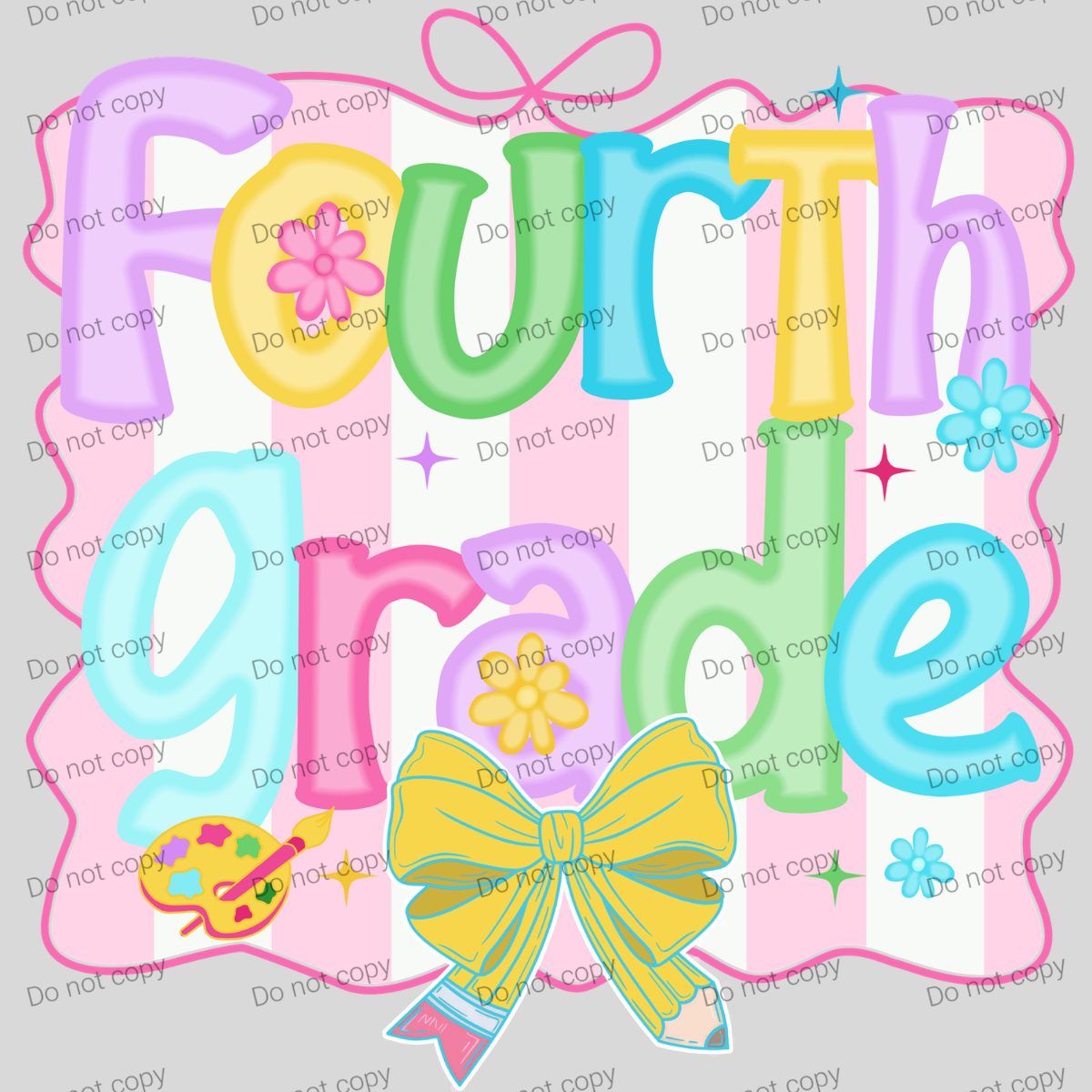 Pink and white preppy striped grades MM072026