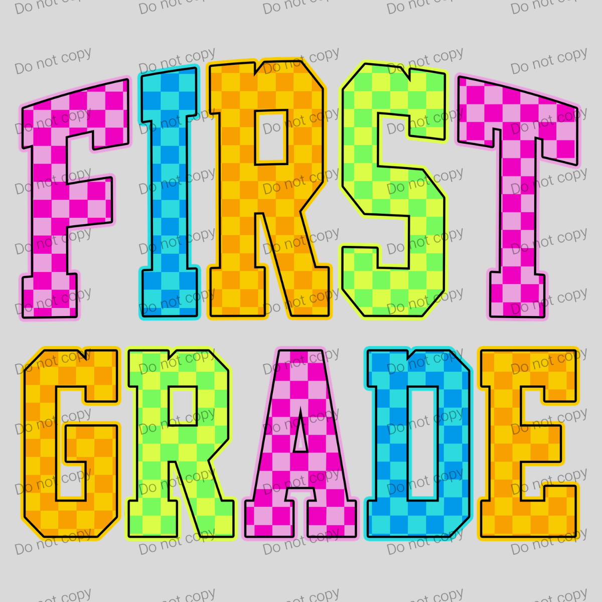 Neon checkered grades outlined in black MM072026