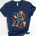 Red white and feral rocking chair, raccoon mm052526