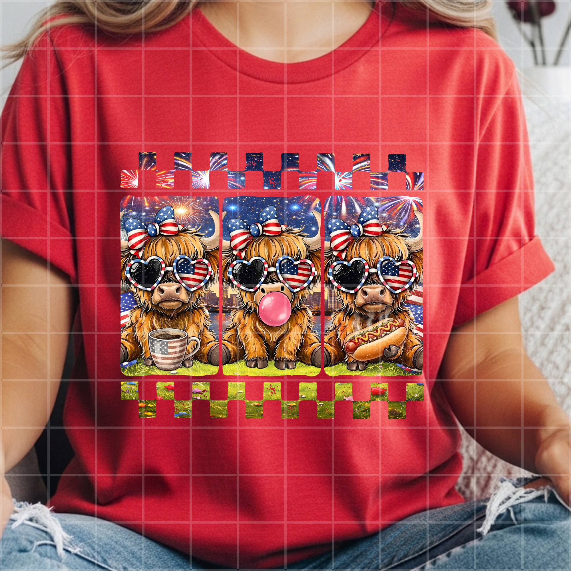 Three Highland cow patriotic mm052526