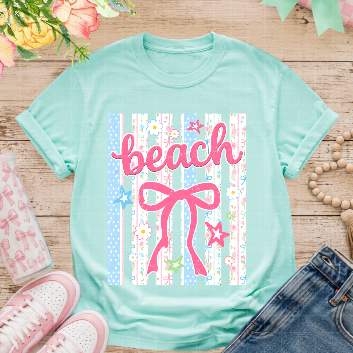 Beach preppy striped with bow MM060126