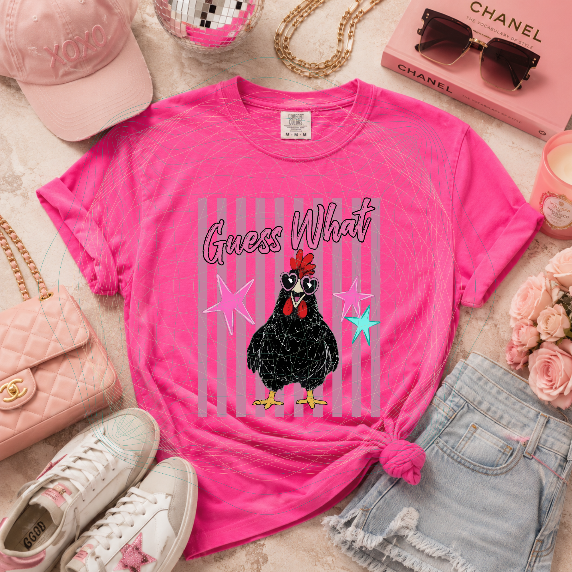 Guess what chicken with pink glasses MM061526