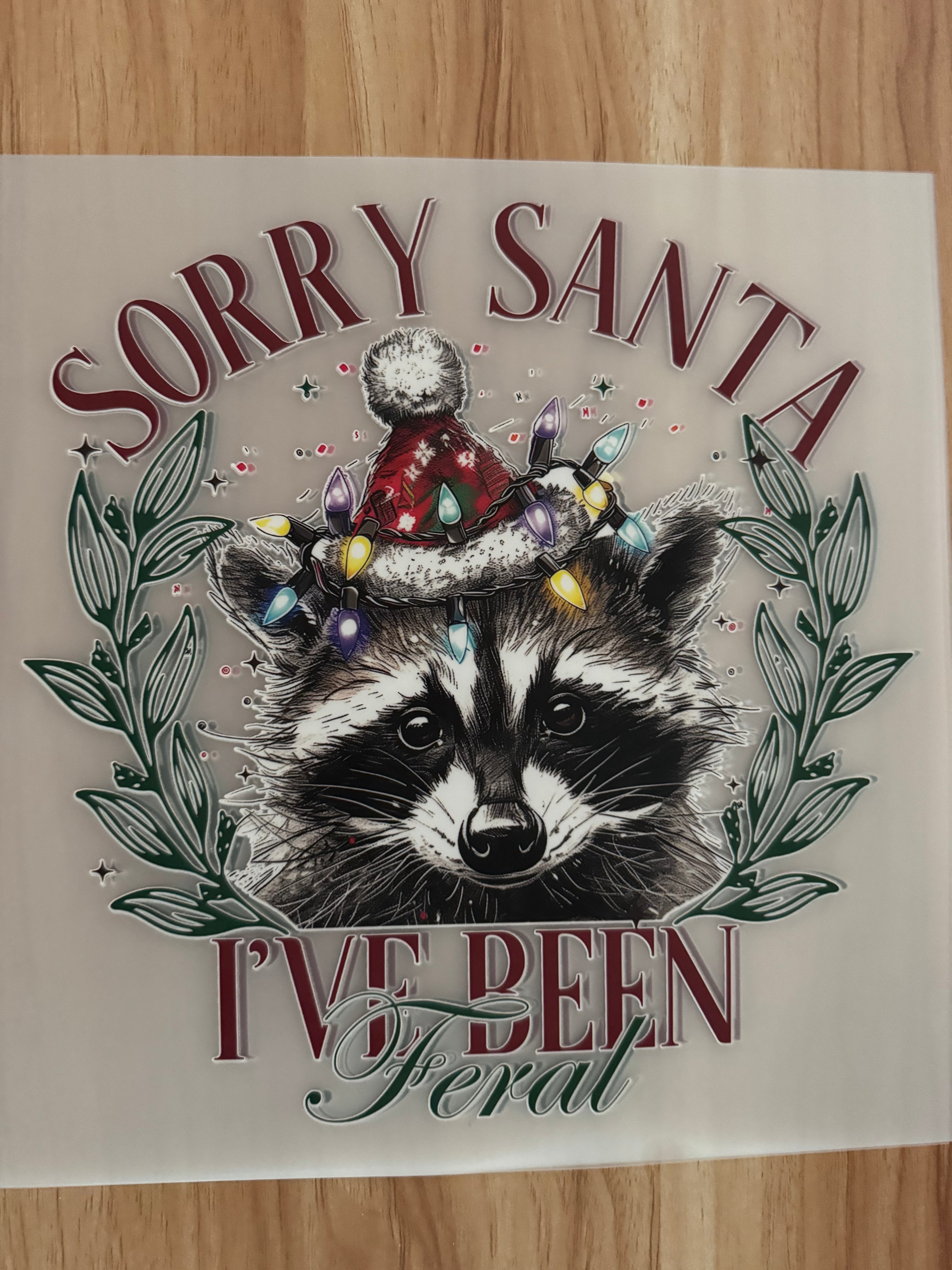 Sorry Santa, I’ve been feral (full color screen print transfer not a DTF)B1