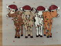 Quad Christmas cows (full color screen print transfer not a DTF) B1