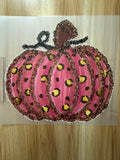 PINK CHEETAH GLITTER, PUMPKIN B2 (this is a full color screen print transfer not a DTF)