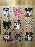 ROUND EAR, BOW AND GHOST COLLAGE B2 (This is a full color screen print transfer not a DTF.)