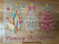 MERRY CHRISTMAS BRUSHSTROKE GOLD TREES - B4 - (this is a full color screen print transfer not a DTF.)