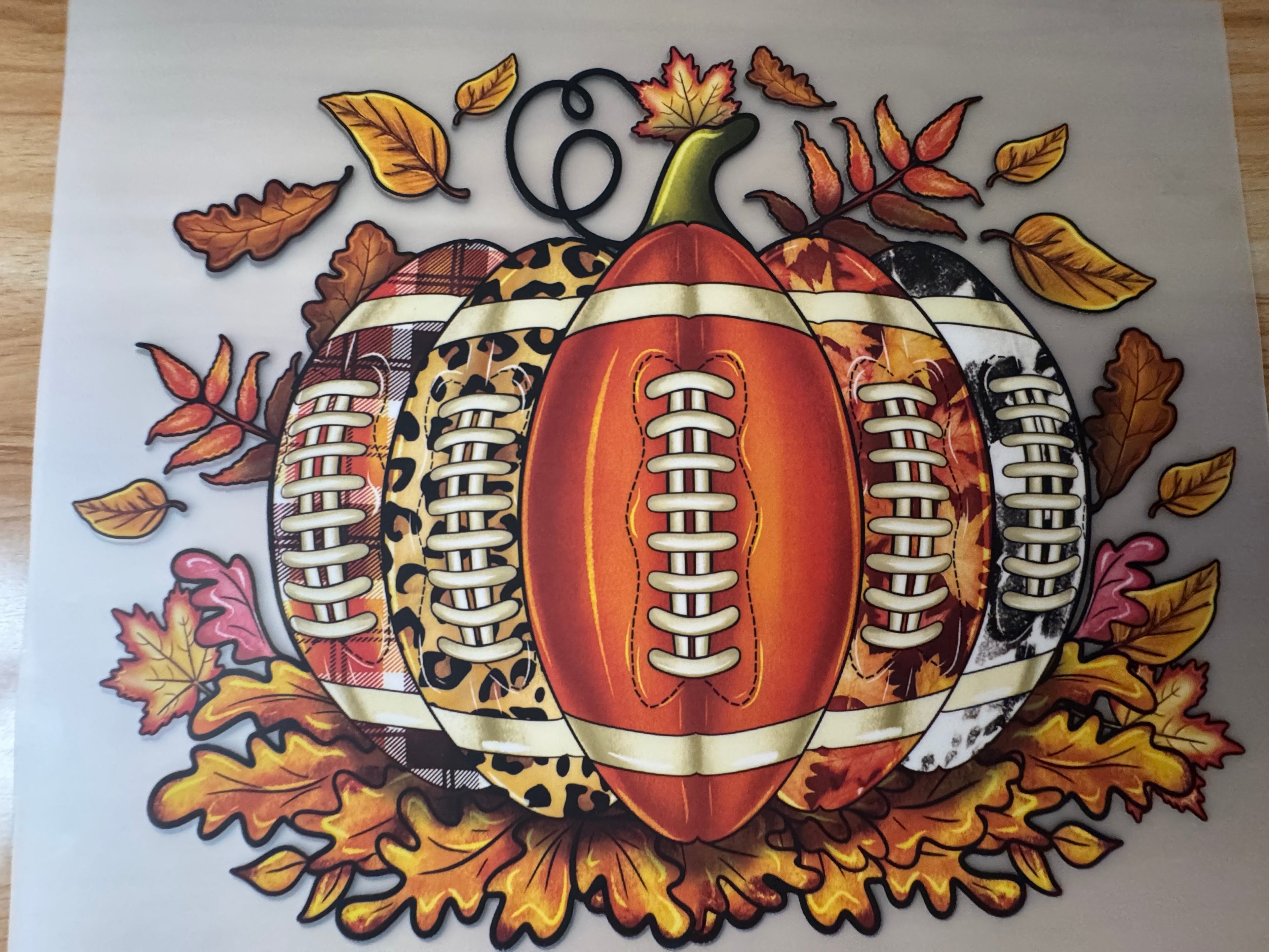 FOOTBALL PUMPKIN - B4 - (this is a full color screen print transfer not a DTF.)