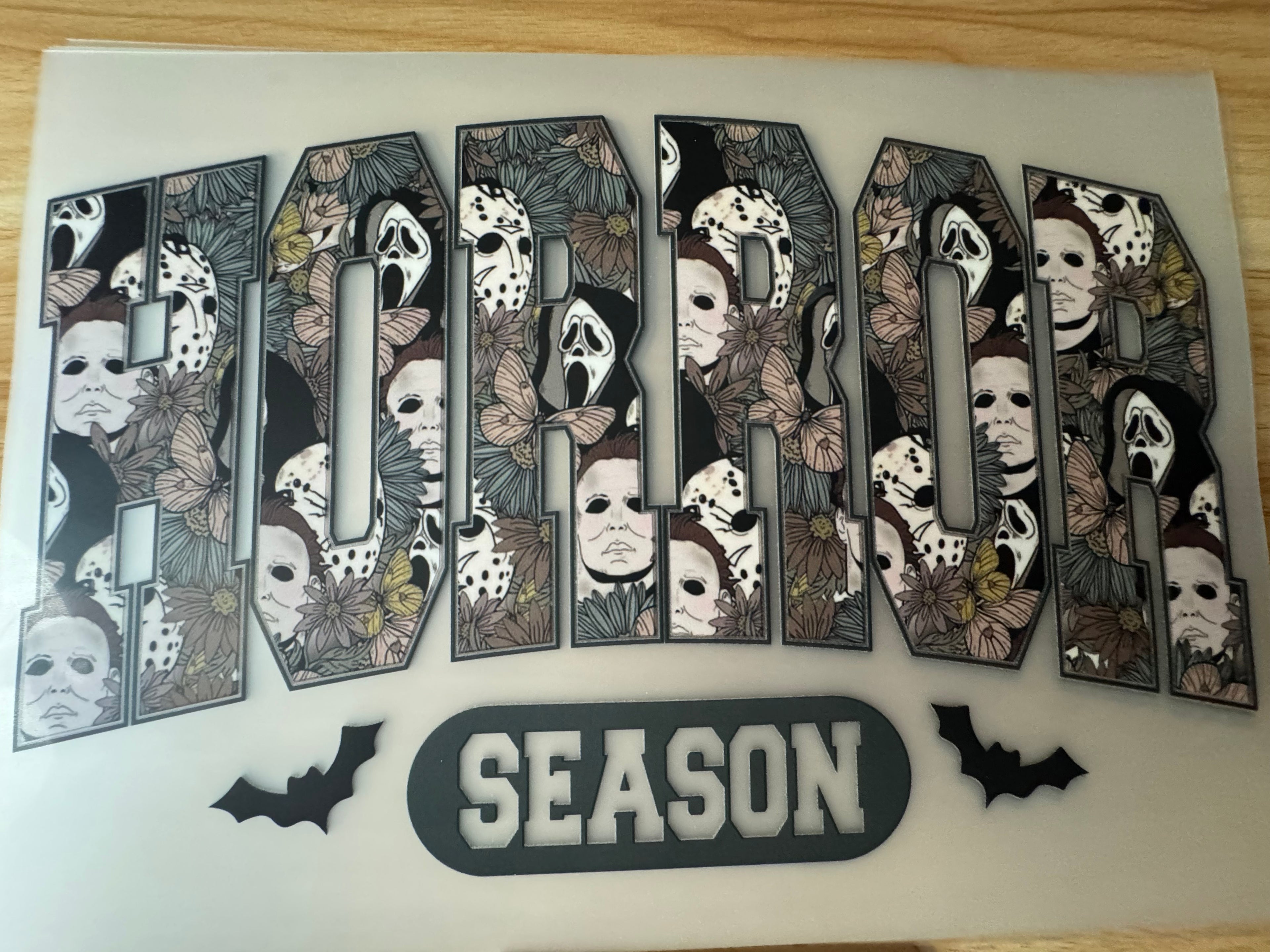 HORROR SEASON W/ FACES - B3 - (this is a full color screen print transfer not a DTF.)