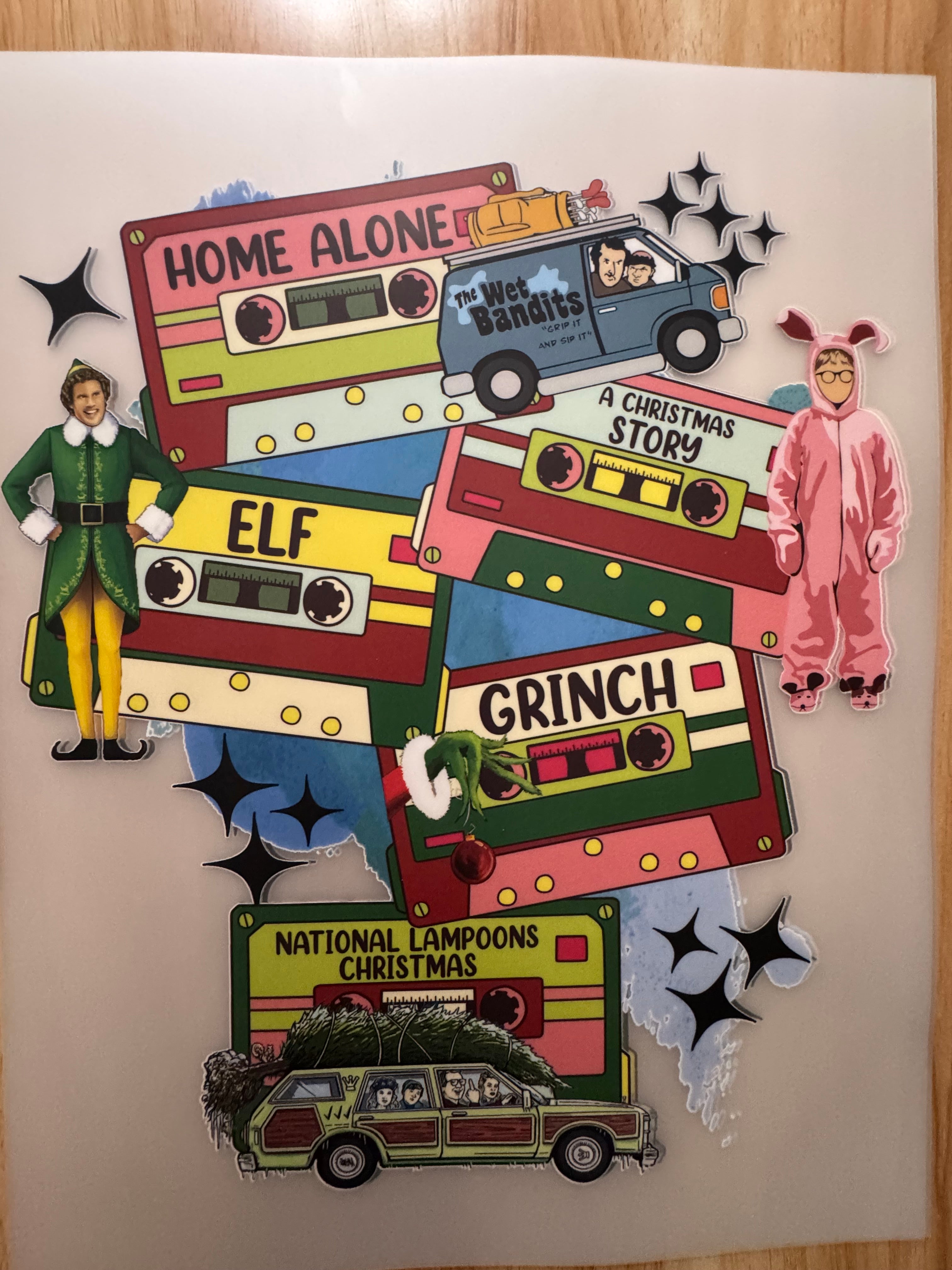 CASSETTE TAPE CHRISTMAS - B4 - (this is a full color screen print transfer not a DTF.)