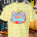Neon thankful pumpkin with blue bow MM072726