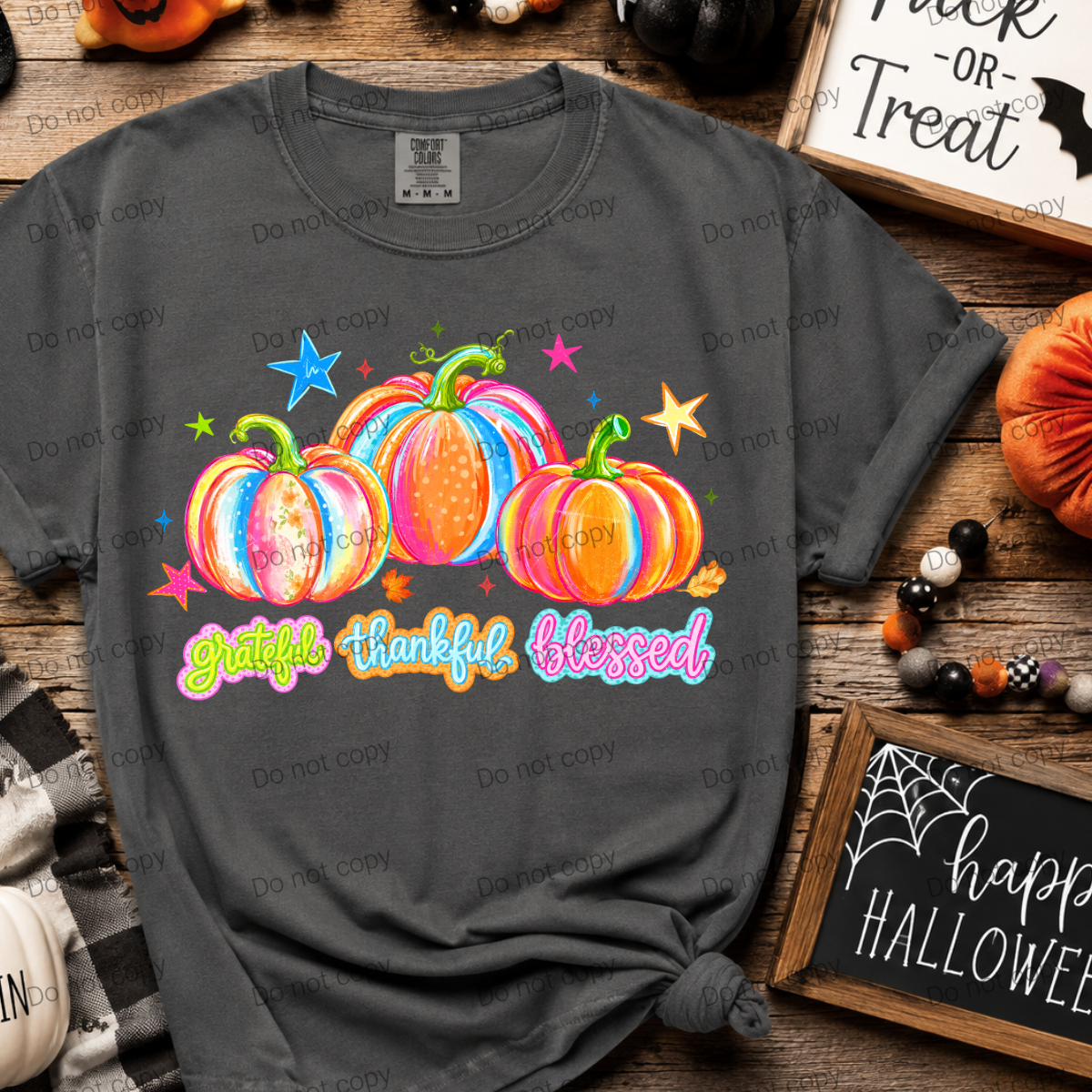 Grateful thankful blessed neon pumpkins MM072726