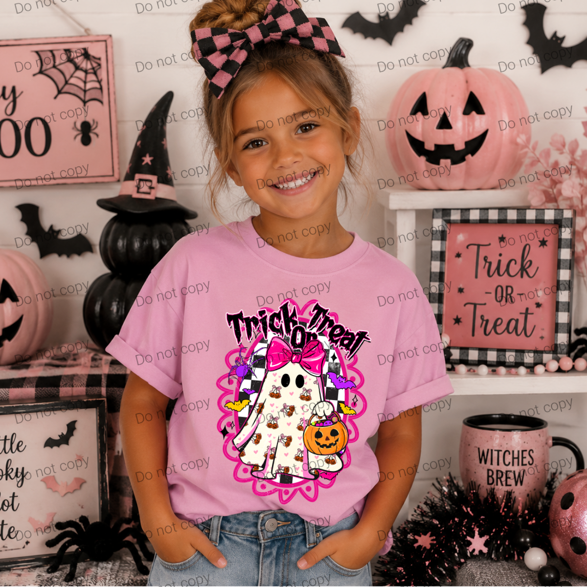 Trick or treat girly ghost with pink bone MM072726